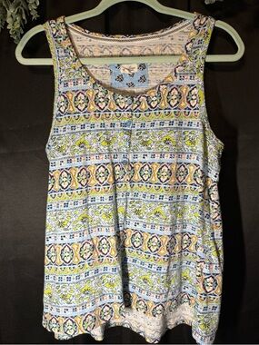 Lucky Brand Printed Tank Top in Blue, Yellow and Pink